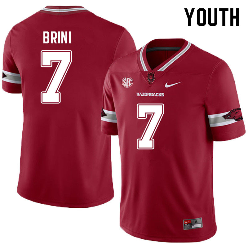 Youth #7 Latavious Brini Arkansas Razorbacks College Football Jerseys Sale-Alternate Cardinal - Click Image to Close